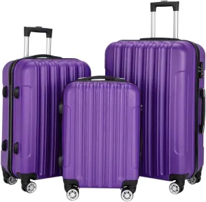 Saynwsih 3-Piece Luggage Set with Spinner Wheels - Large Capacity Suitcase Set, Durable 3-in-1 Multifunctional Travel Luggage Sets, Lightweight & Easy-Clean (Purple)