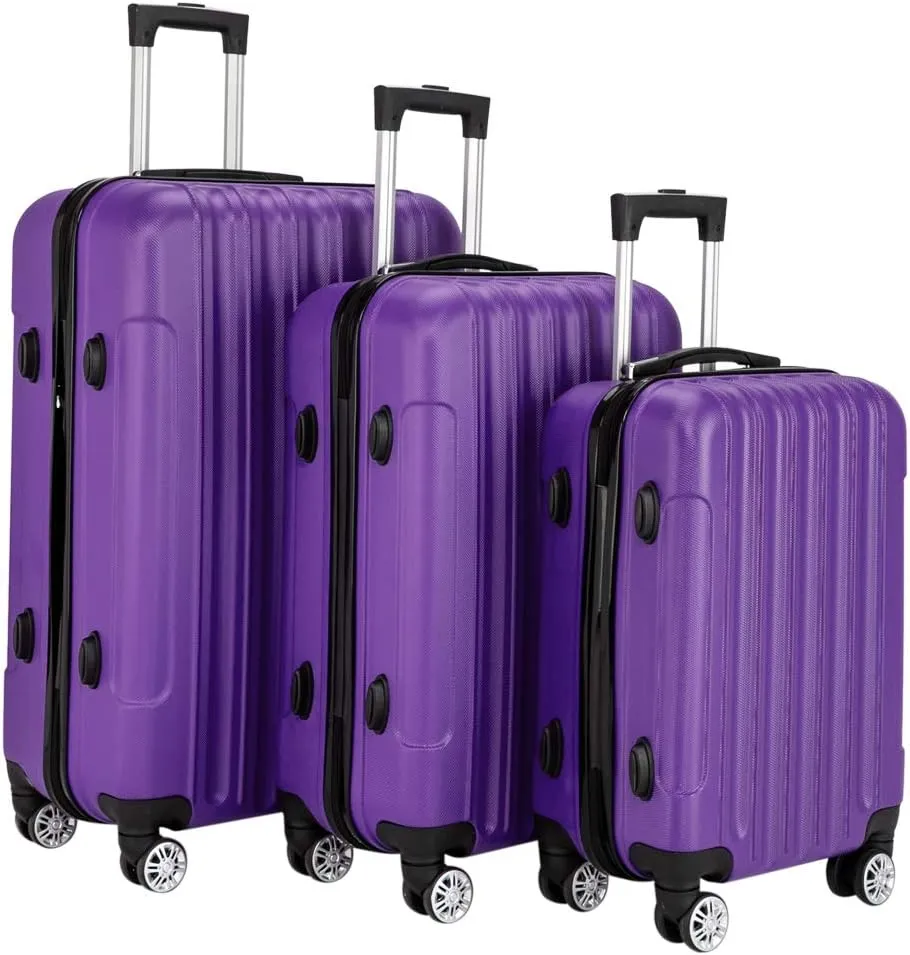 Saynwsih 3-Piece Luggage Set with Spinner Wheels - Large Capacity Suitcase Set, Durable 3-in-1 Multifunctional Travel Luggage Sets, Lightweight & Easy-Clean (Purple)