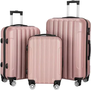 Saynwsih 3-Piece Luggage Set with Spinner Wheels - Large Capacity Suitcase Set, Durable 3-in-1 Multifunctional Travel Luggage Sets, Lightweight & Easy-Clean (Rose Gold)