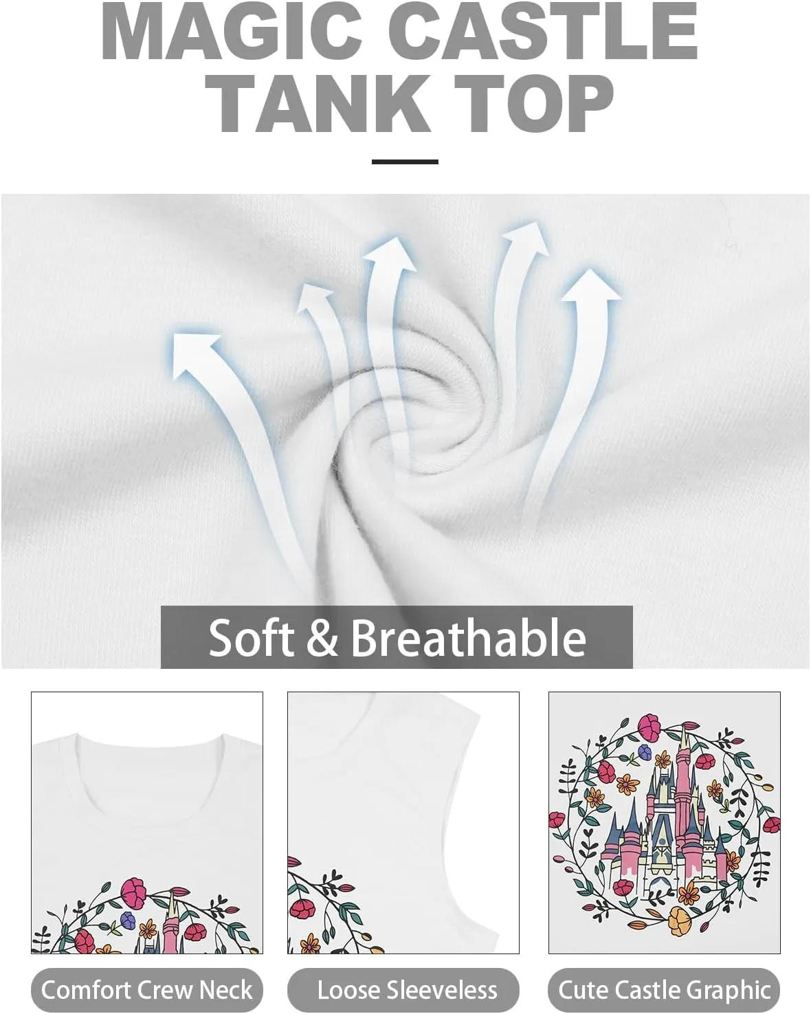 SFHFY Magical Tank Top Women: Magic Kingdom Shirts Fairy Castle Tee Casual Summer Vacation Sleeveless Tops