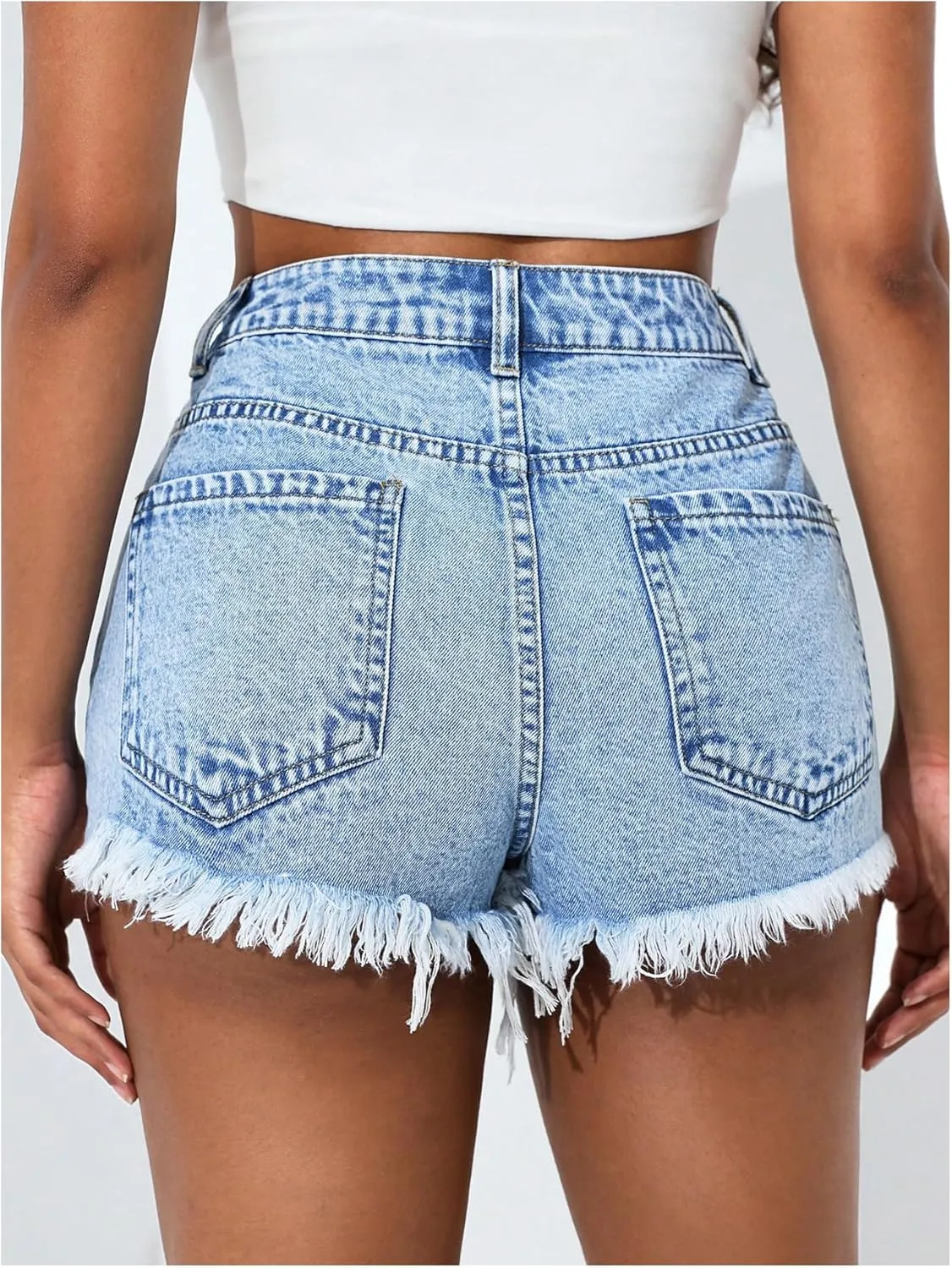 SOLY HUX Women's Denim Shorts High Waisted Ripped Distressed Casual Jean Shorts with Pockets