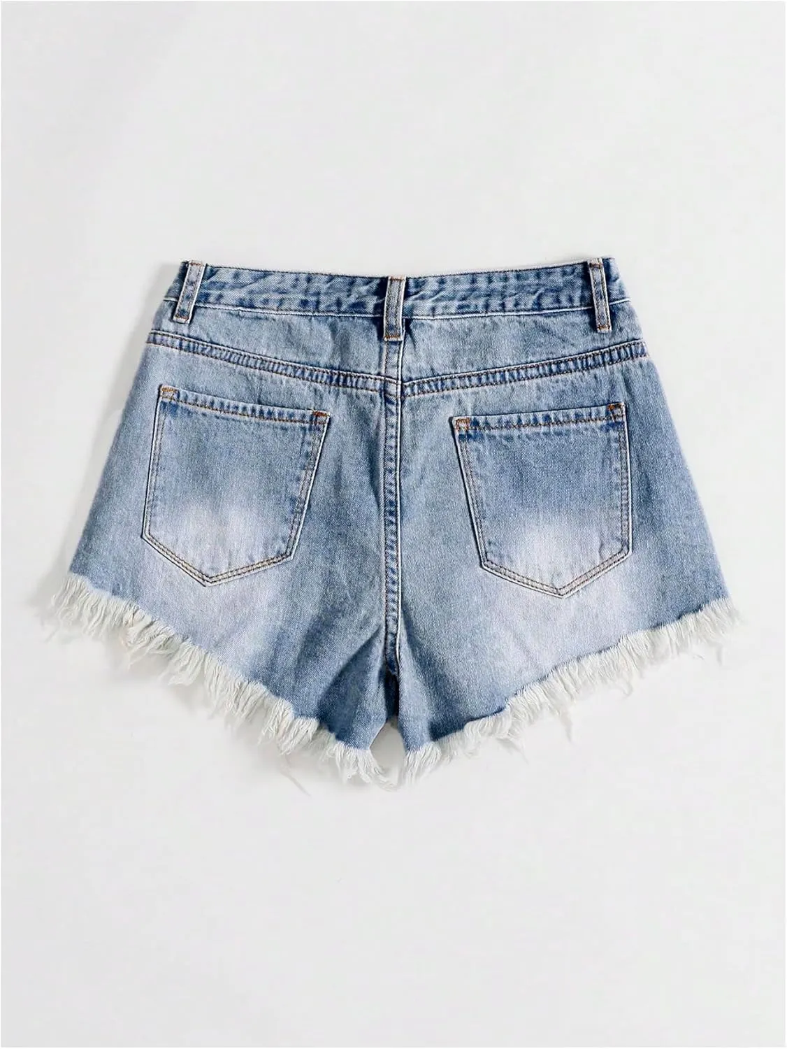 SOLY HUX Women's Ripped Raw Hem Jean Shorts High Waisted Straight Leg Denim Shorts Streetwear
