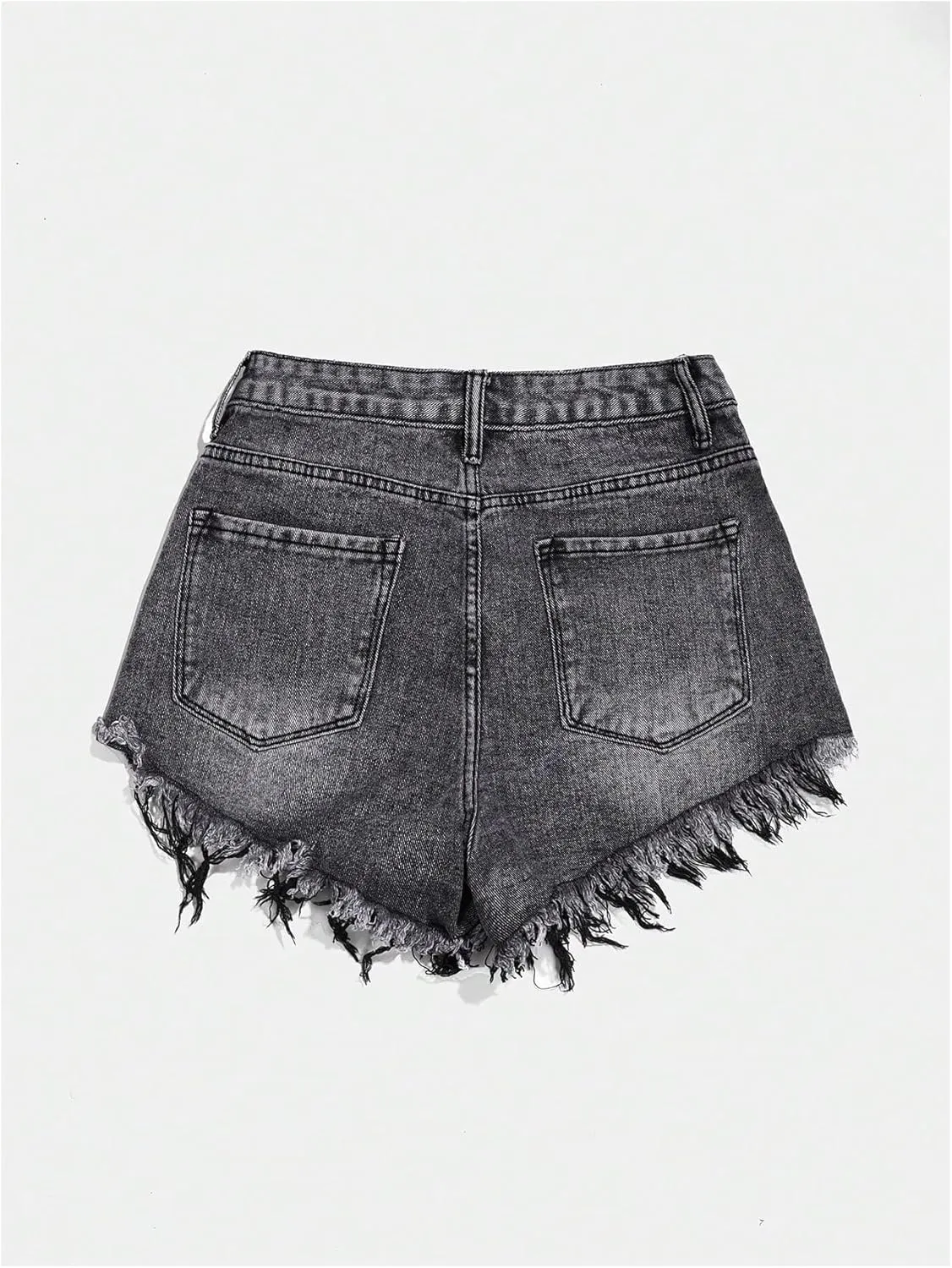 SOLY HUX Women's Ripped Raw Hem Jean Shorts High Waisted Straight Leg Denim Shorts Streetwear
