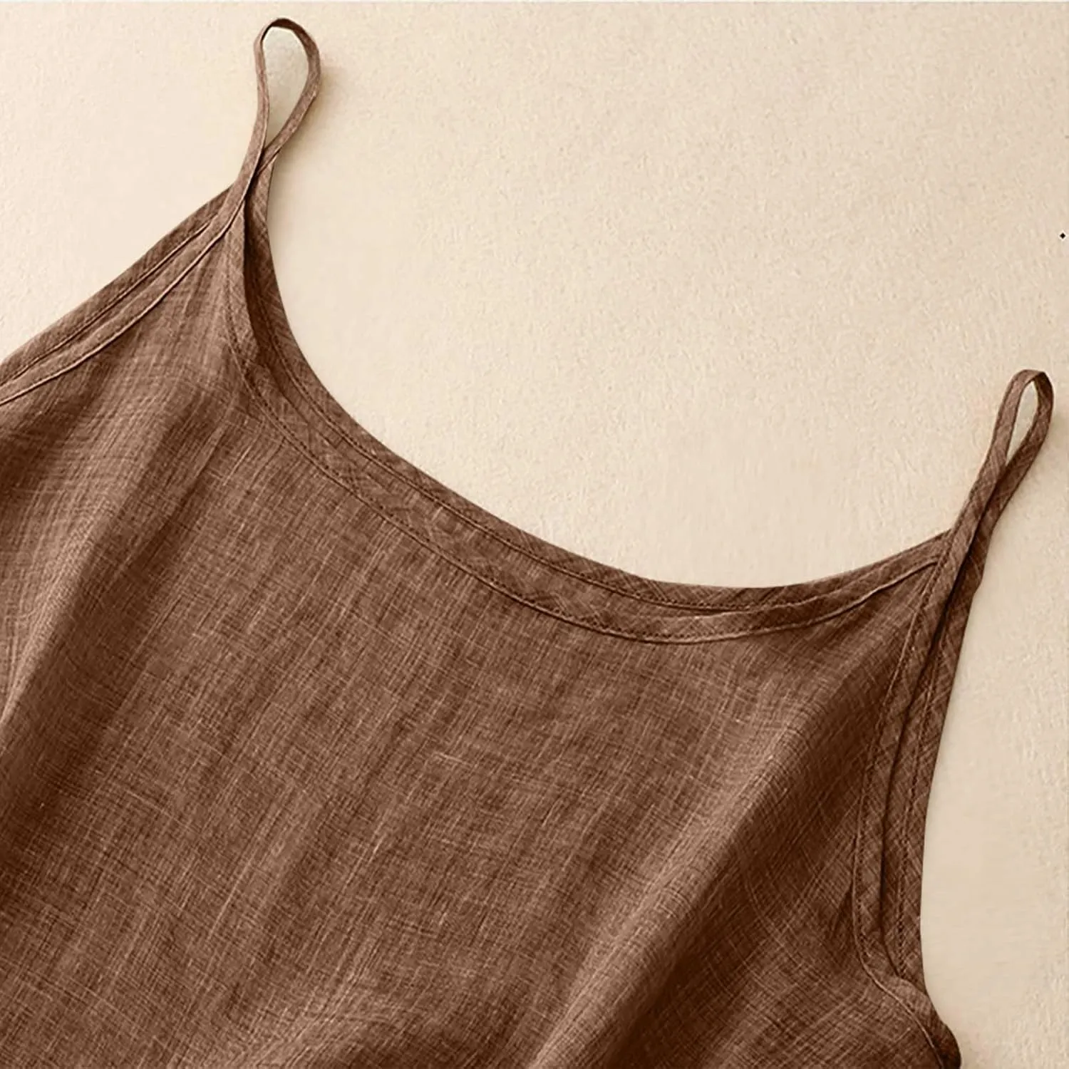 Spaghetti Strap Peplum Tops for Women Trendy Loose Fit Tank Cotton Linen Sleeveless Shirts Casual Vacation Outfits