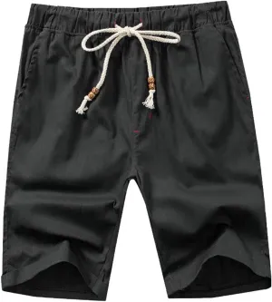 STICKON Men's Shorts Casual Classic Fit Drawstring Summer Beach Shorts with Elastic Waist and Pockets