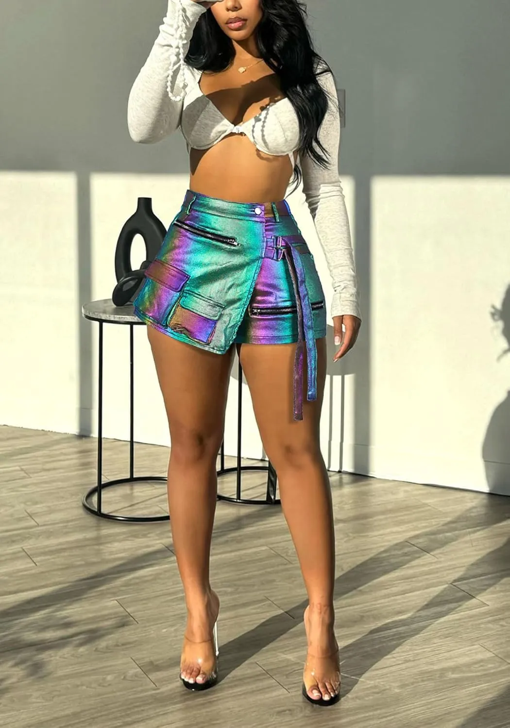 Summer Shorts for Women High Waisted Multi-Pockets Irregular Cargo Shorts Athletic Skorts Y2K