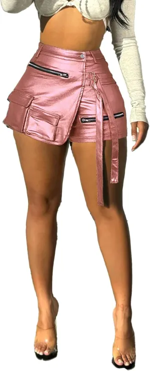 Summer Shorts for Women High Waisted Multi-Pockets Irregular Cargo Shorts Athletic Skorts Y2K