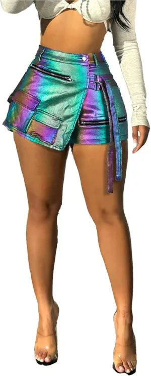 Summer Shorts for Women High Waisted Multi-Pockets Irregular Cargo Shorts Athletic Skorts Y2K