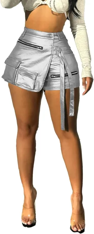 Summer Shorts for Women High Waisted Multi-Pockets Irregular Cargo Shorts Athletic Skorts Y2K