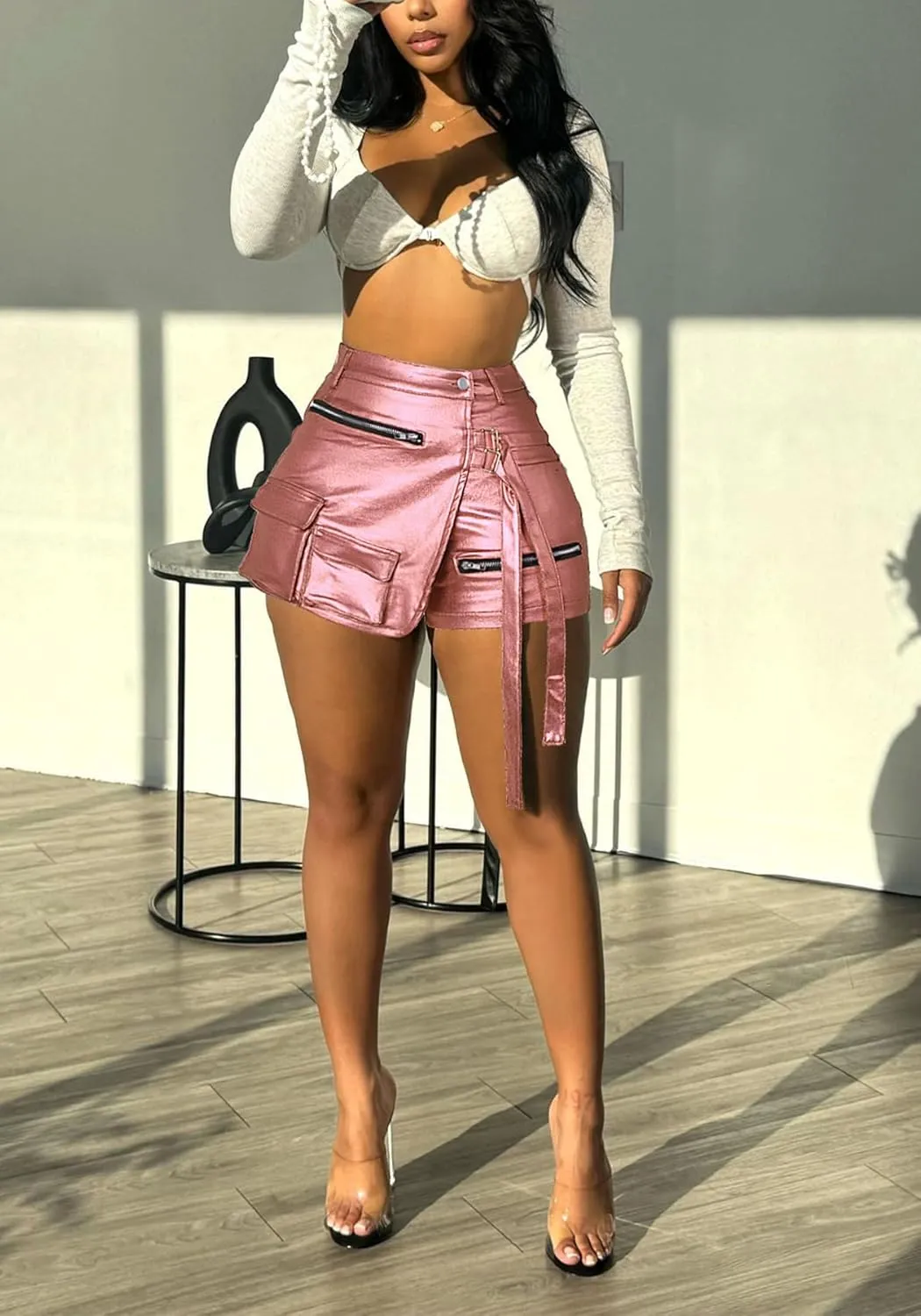 Summer Shorts for Women High Waisted Multi-Pockets Irregular Cargo Shorts Athletic Skorts Y2K
