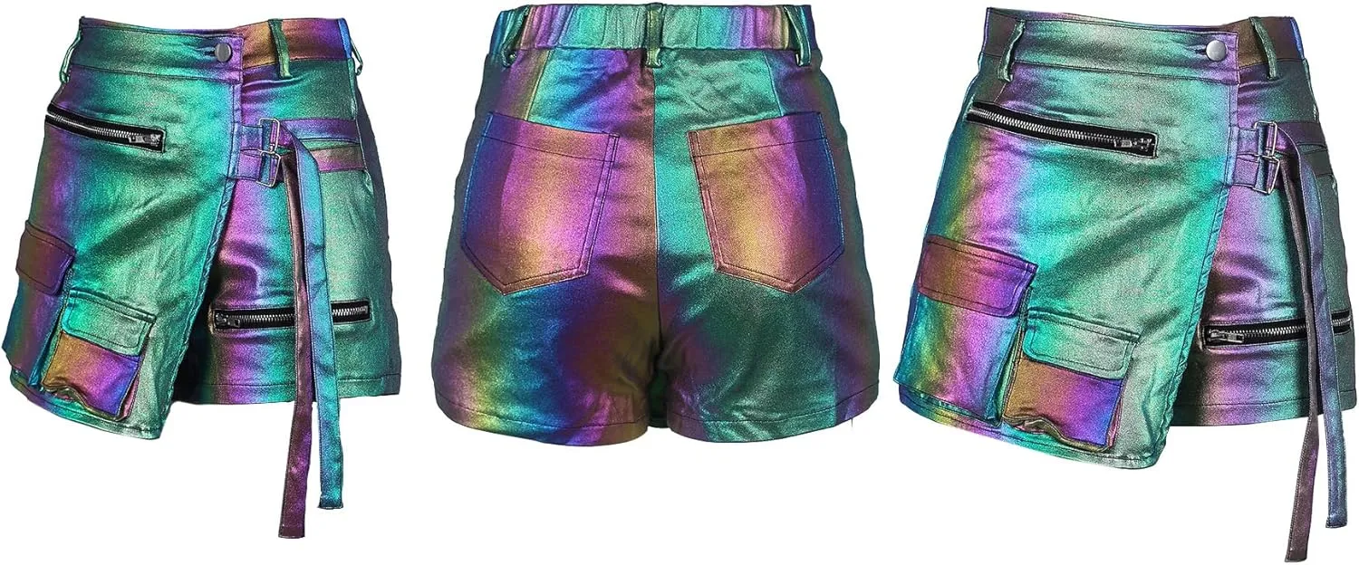 Summer Shorts for Women High Waisted Multi-Pockets Irregular Cargo Shorts Athletic Skorts Y2K