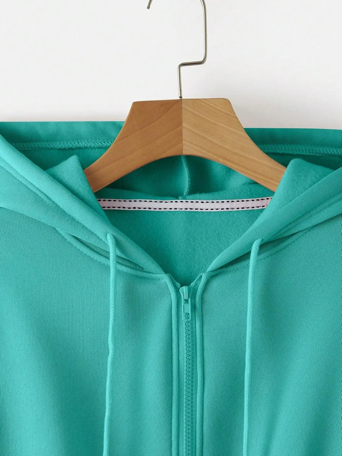 SweatyRocks Women's Long Sleeve Drawstring Full Zip Hooded Jacket Crop Sweatshirt