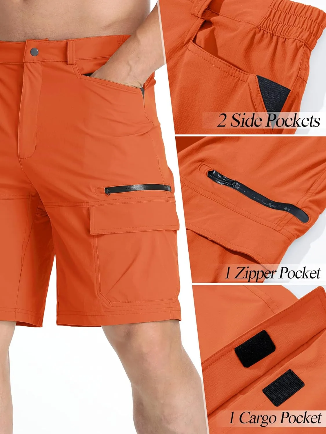TACVASEN Men's Summer Outdoor Shorts Quick Dry Cargo Casual Work Hiking Shorts (NO Belt)