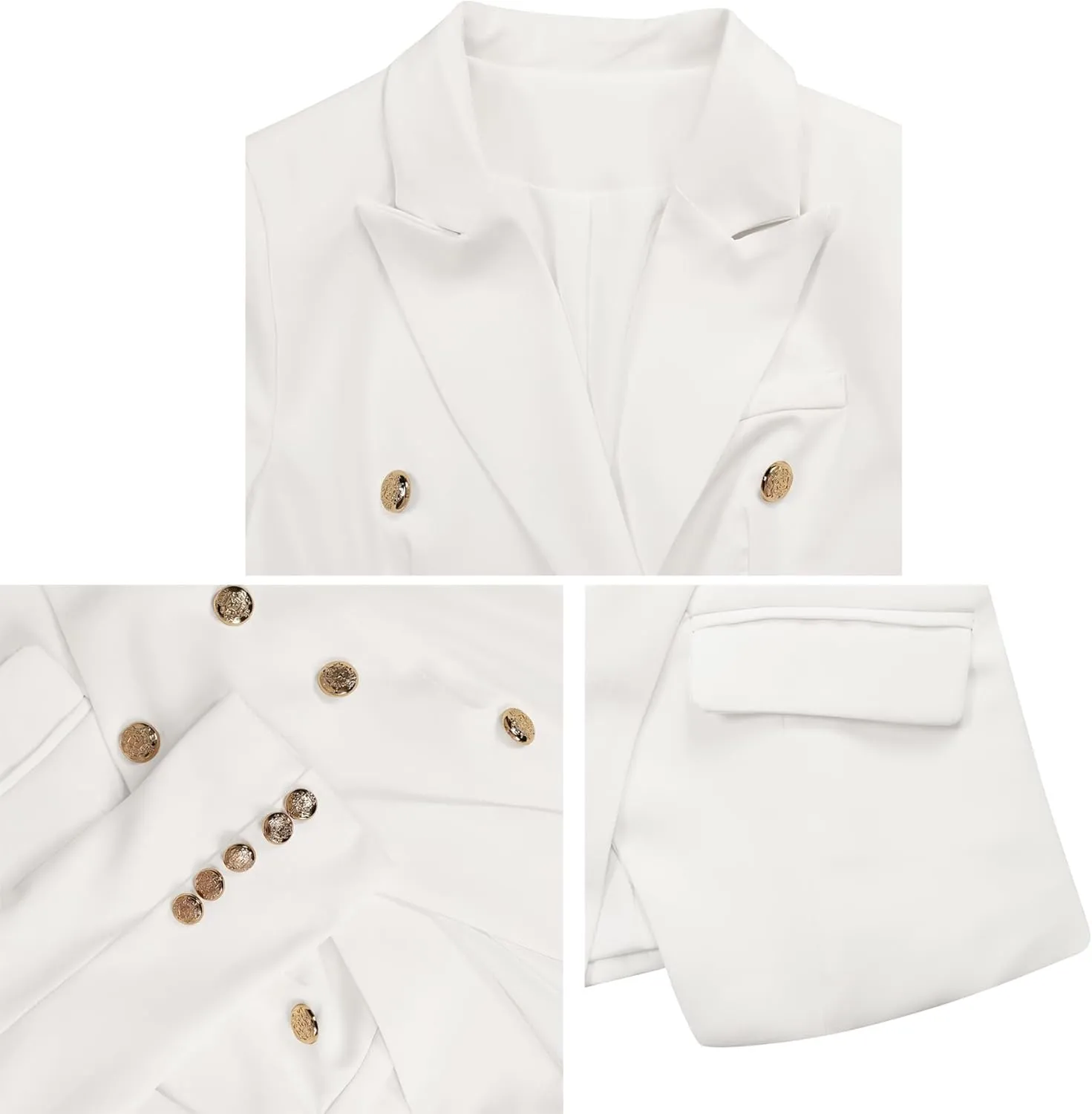 Tcremisa Women's Casual Blazers Long Sleeve Double-Breasted Blazer Jacket Dressy Slim Fit Business Work Office Suit