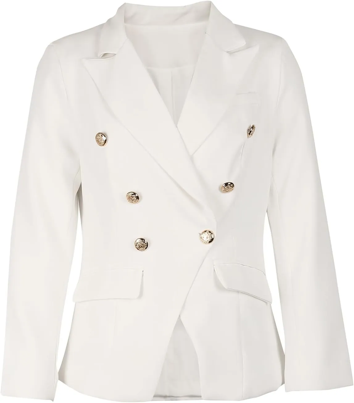 Tcremisa Women's Casual Blazers Long Sleeve Double-Breasted Blazer Jacket Dressy Slim Fit Business Work Office Suit