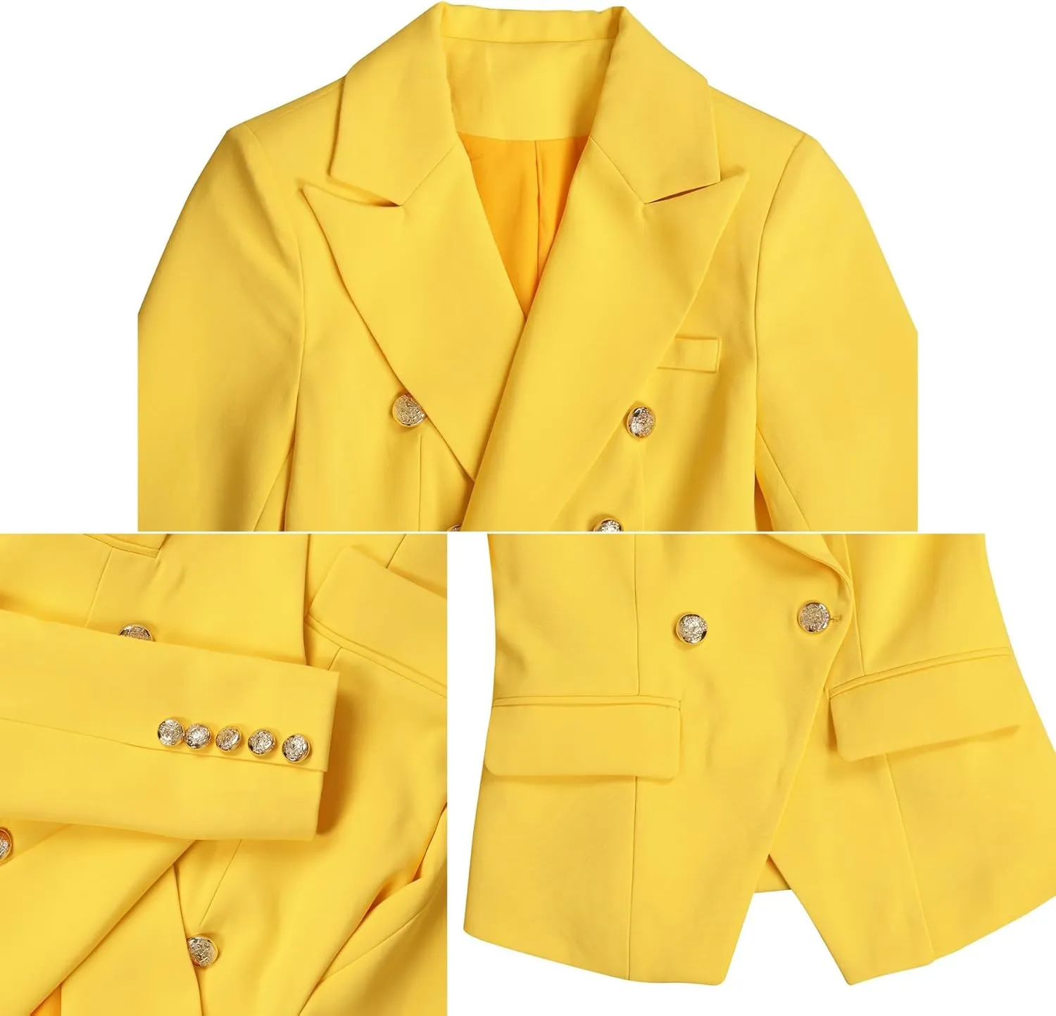 Tcremisa Women's Casual Blazers Long Sleeve Double-Breasted Blazer Jacket Dressy Slim Fit Business Work Office Suit