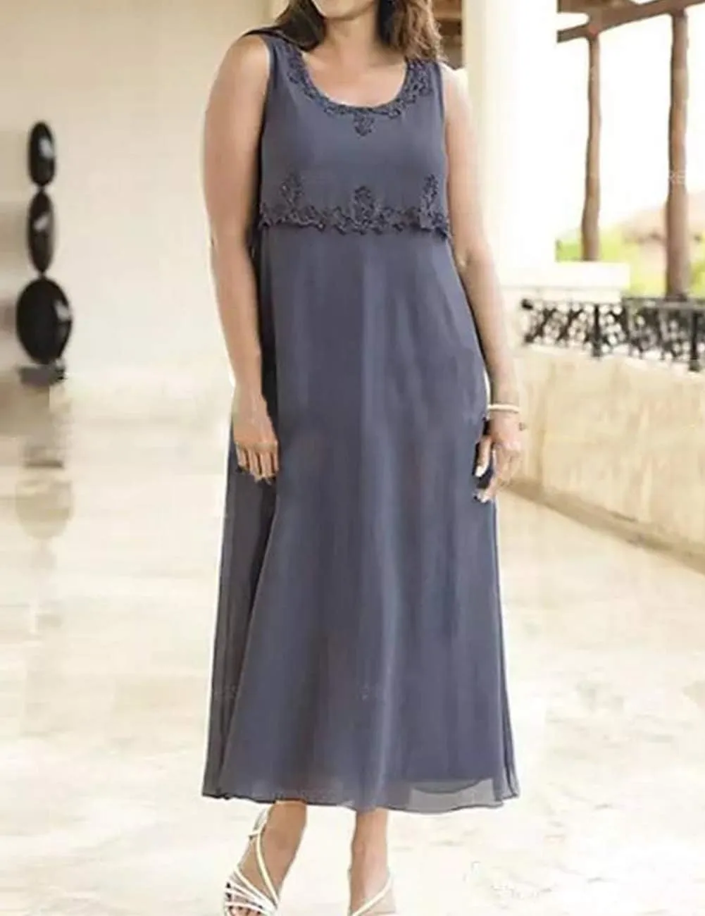 Tea Length Mother of The Bride Dresses Chiffon Evening Formal Dress Lace Wedding Guest Groom Dress Plus Size Jacket