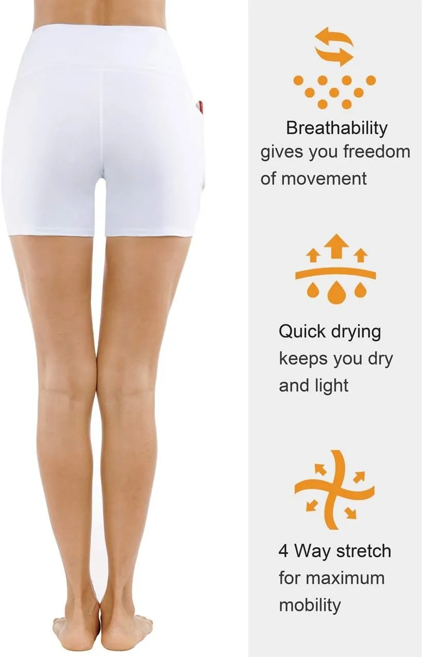 THE GYM PEOPLE Women's High Waist Workout Shorts Breathable Dolphin Split Elastic Lounge Yoga Shorts