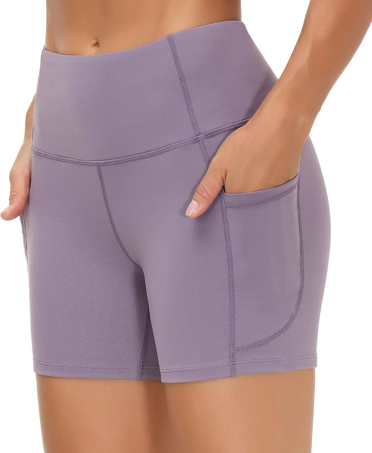 THE GYM PEOPLE Women's High Waist Workout Shorts Breathable Dolphin Split Elastic Lounge Yoga Shorts
