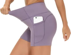 THE GYM PEOPLE Women's High Waist Workout Shorts Breathable Dolphin Split Elastic Lounge Yoga Shorts