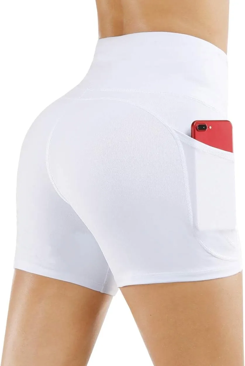 THE GYM PEOPLE Women's High Waist Workout Shorts Breathable Dolphin Split Elastic Lounge Yoga Shorts
