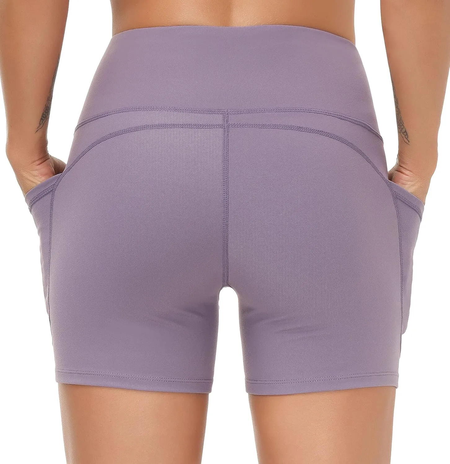 THE GYM PEOPLE Women's High Waist Workout Shorts Breathable Dolphin Split Elastic Lounge Yoga Shorts