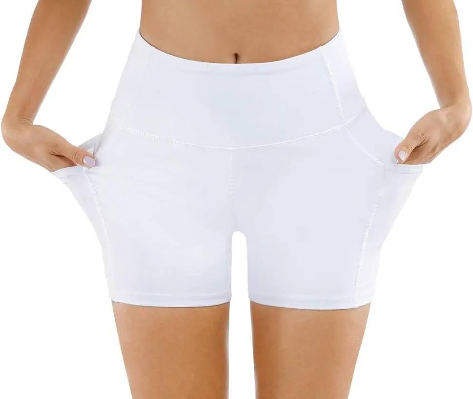 THE GYM PEOPLE Women's High Waist Workout Shorts Breathable Dolphin Split Elastic Lounge Yoga Shorts