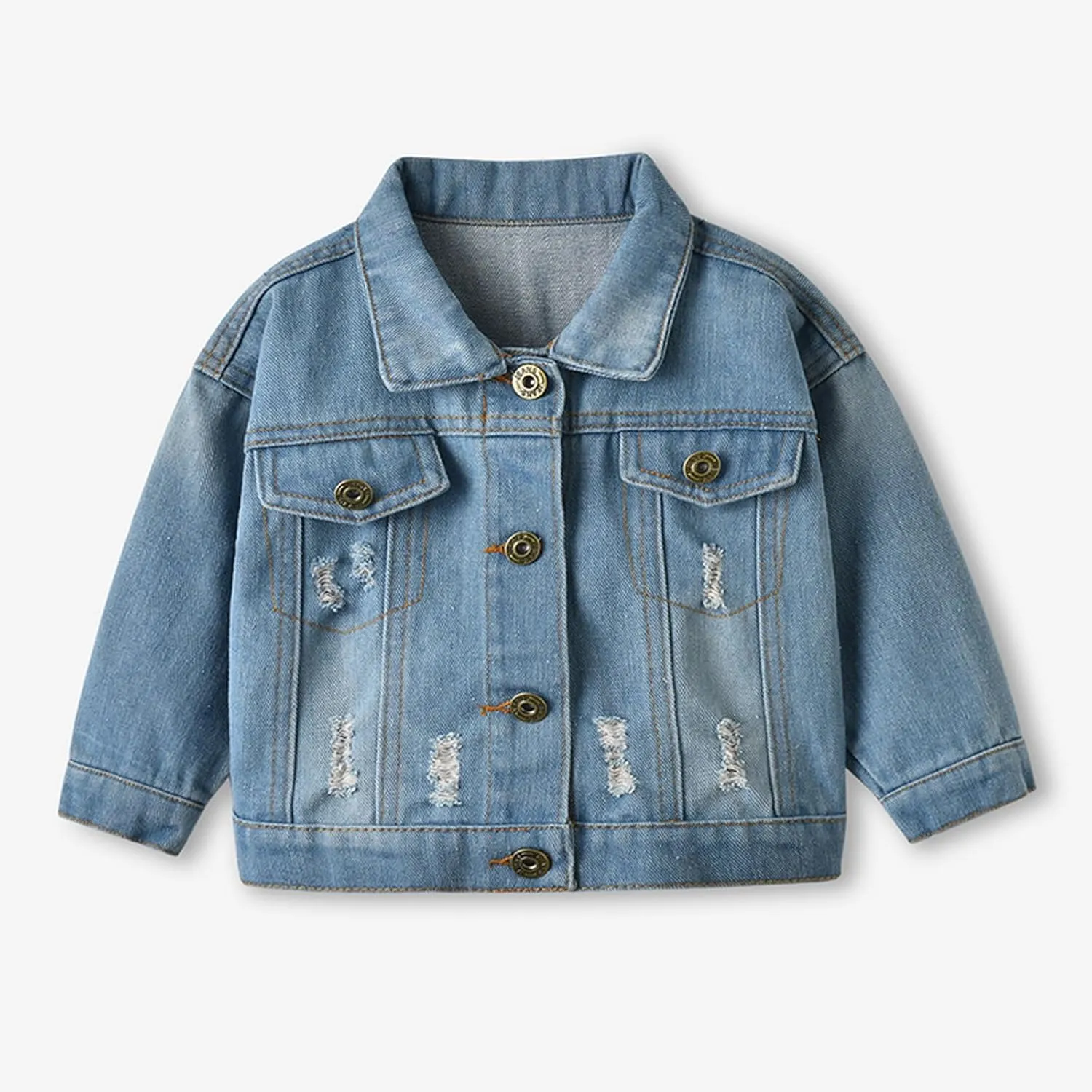 Toddler Baby Girls Jacket Bow Print Jean Jacket Lapel Button Down Denim Shirt Coat Outerwear Spring Clothes