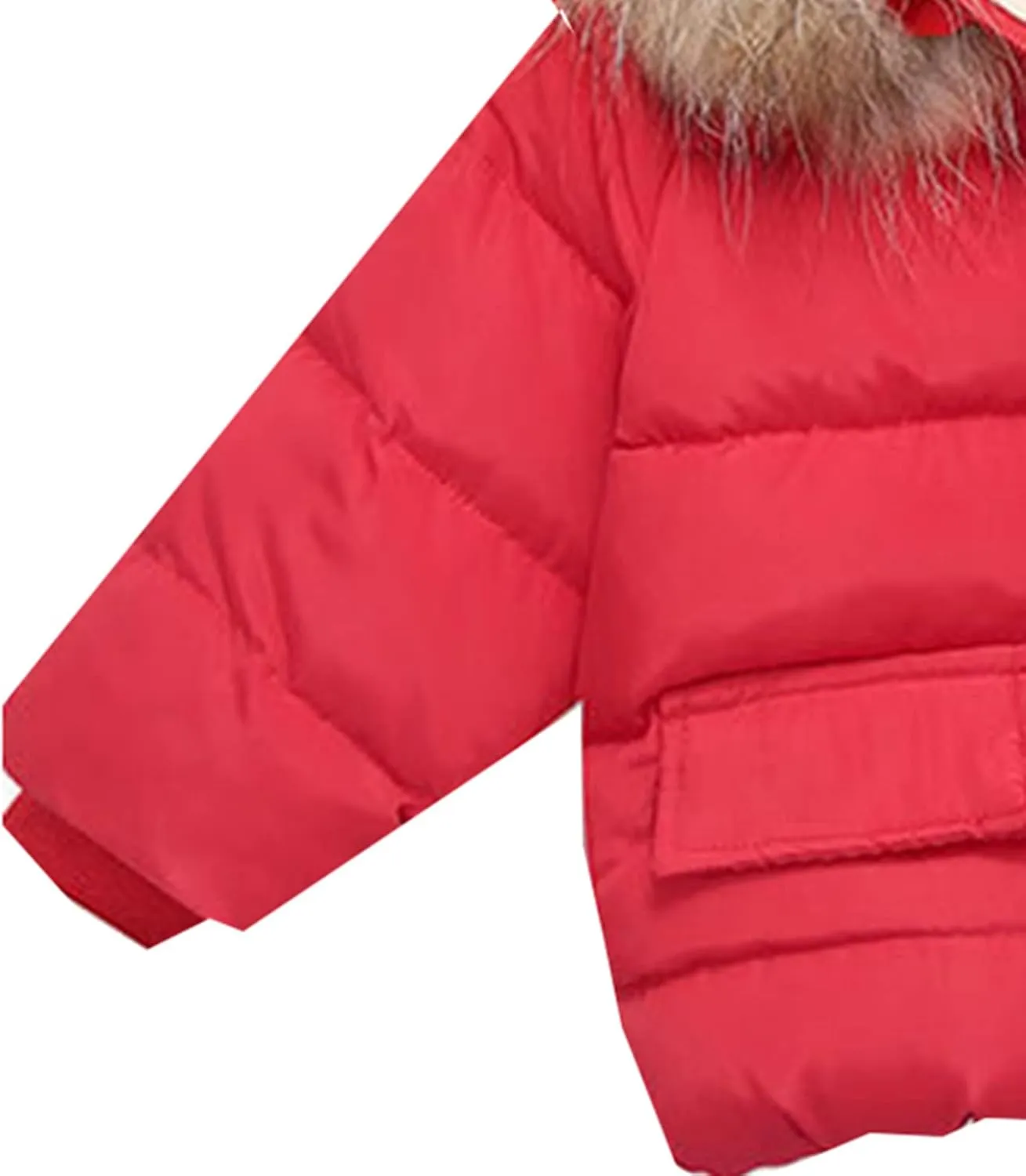 Toddler Baby Girls Warm Puffer Coat Winter Cute Fu Hood Cotton Padded Down Jacket Button Zip Up Winter Coat Boy Large