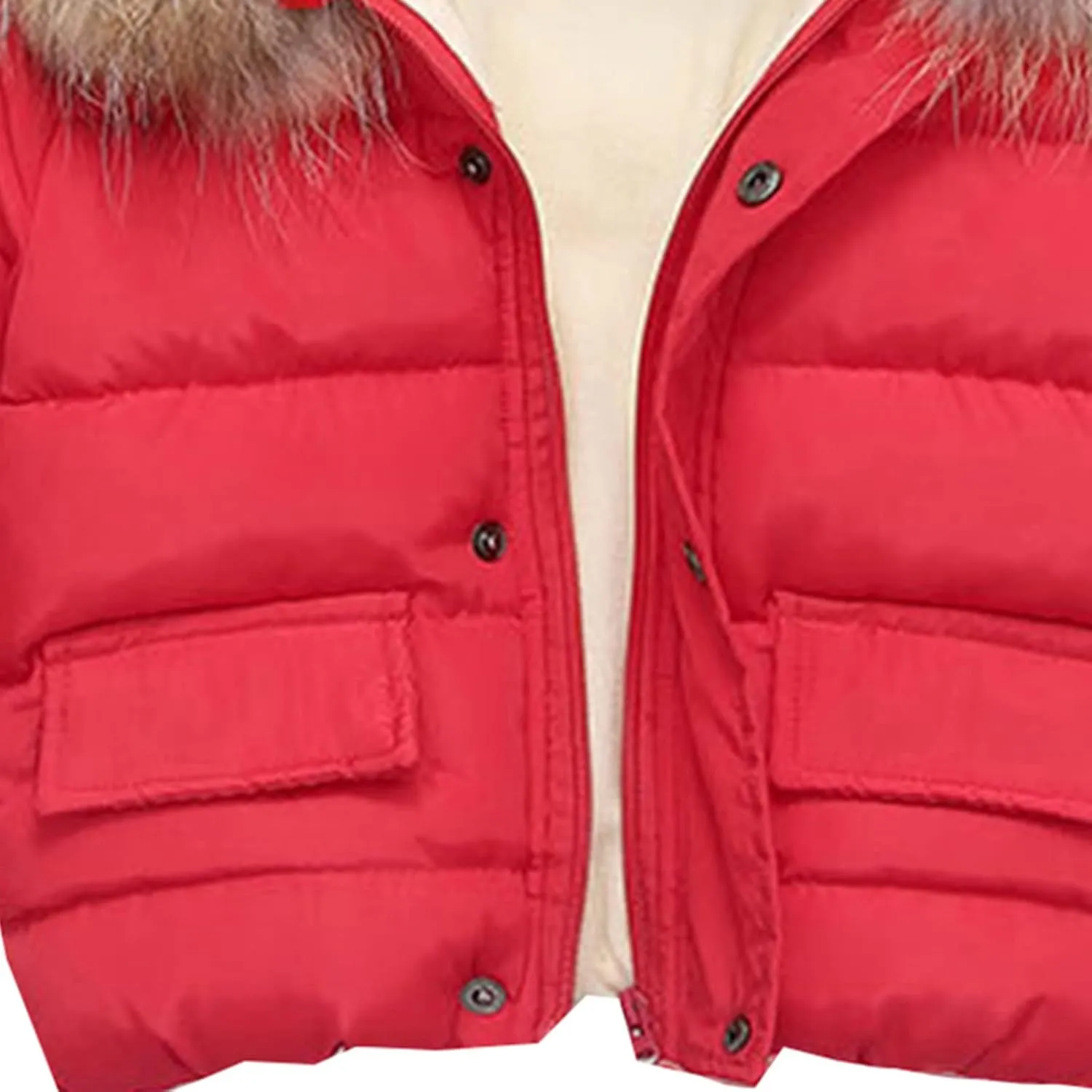 Toddler Baby Girls Warm Puffer Coat Winter Cute Fu Hood Cotton Padded Down Jacket Button Zip Up Winter Coat Boy Large