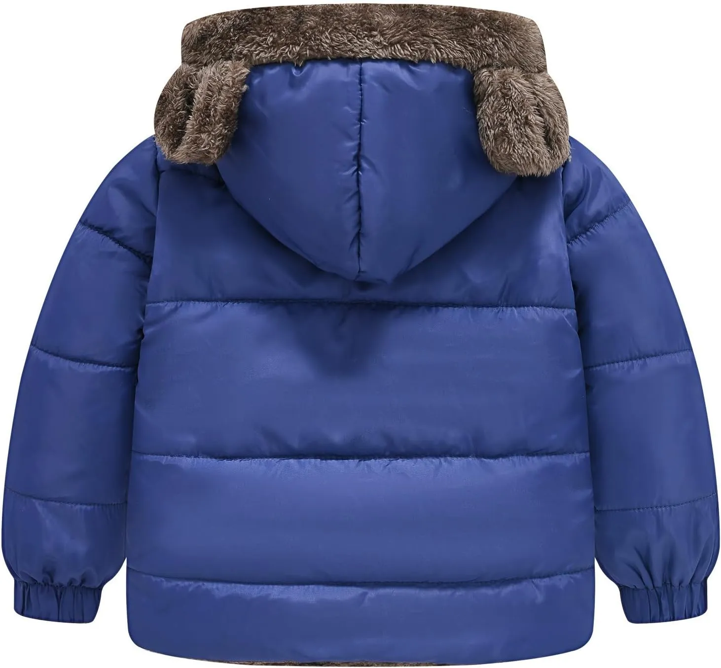Toddler Boys Girls Fleece Jacket Solid Color Bear Ears Cute Hooded Pocket Short Cotton Padded Coat Kids Jacket