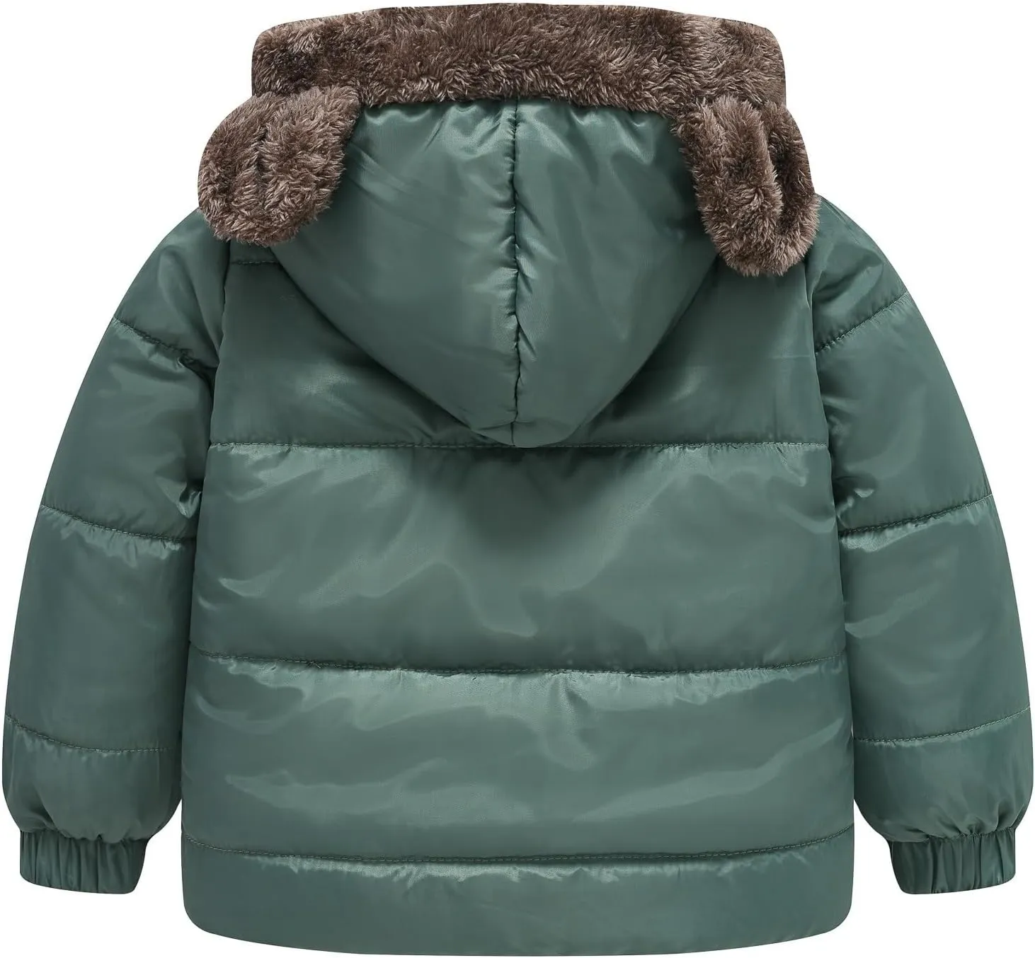 Toddler Boys Girls Fleece Jacket Solid Color Bear Ears Cute Hooded Pocket Short Cotton Padded Coat Kids Jacket