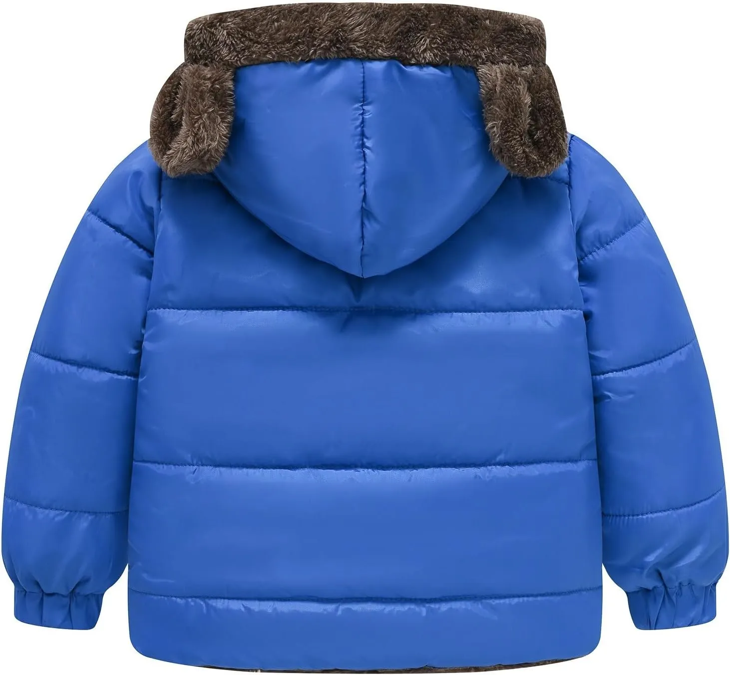 Toddler Boys Girls Fleece Jacket Solid Color Bear Ears Cute Hooded Pocket Short Cotton Padded Coat Kids Jacket