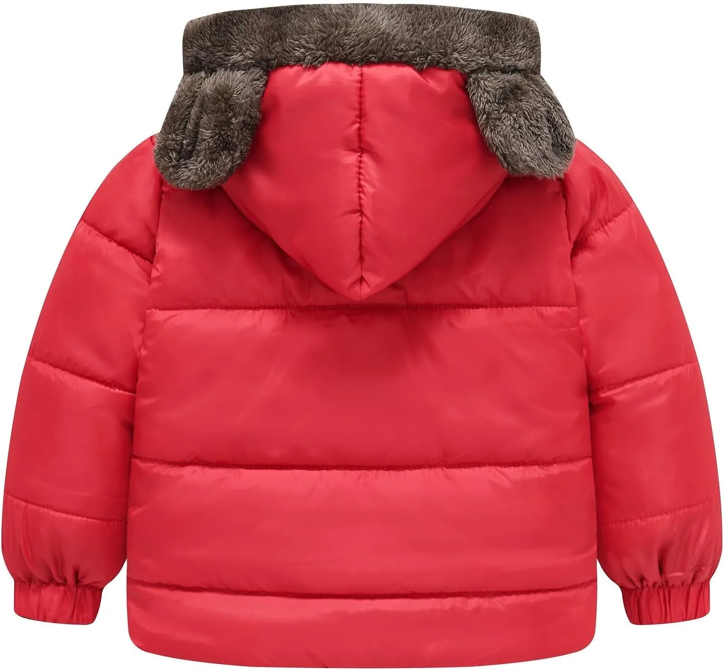 Toddler Boys Girls Fleece Jacket Solid Color Bear Ears Cute Hooded Pocket Short Cotton Padded Coat Kids Jacket