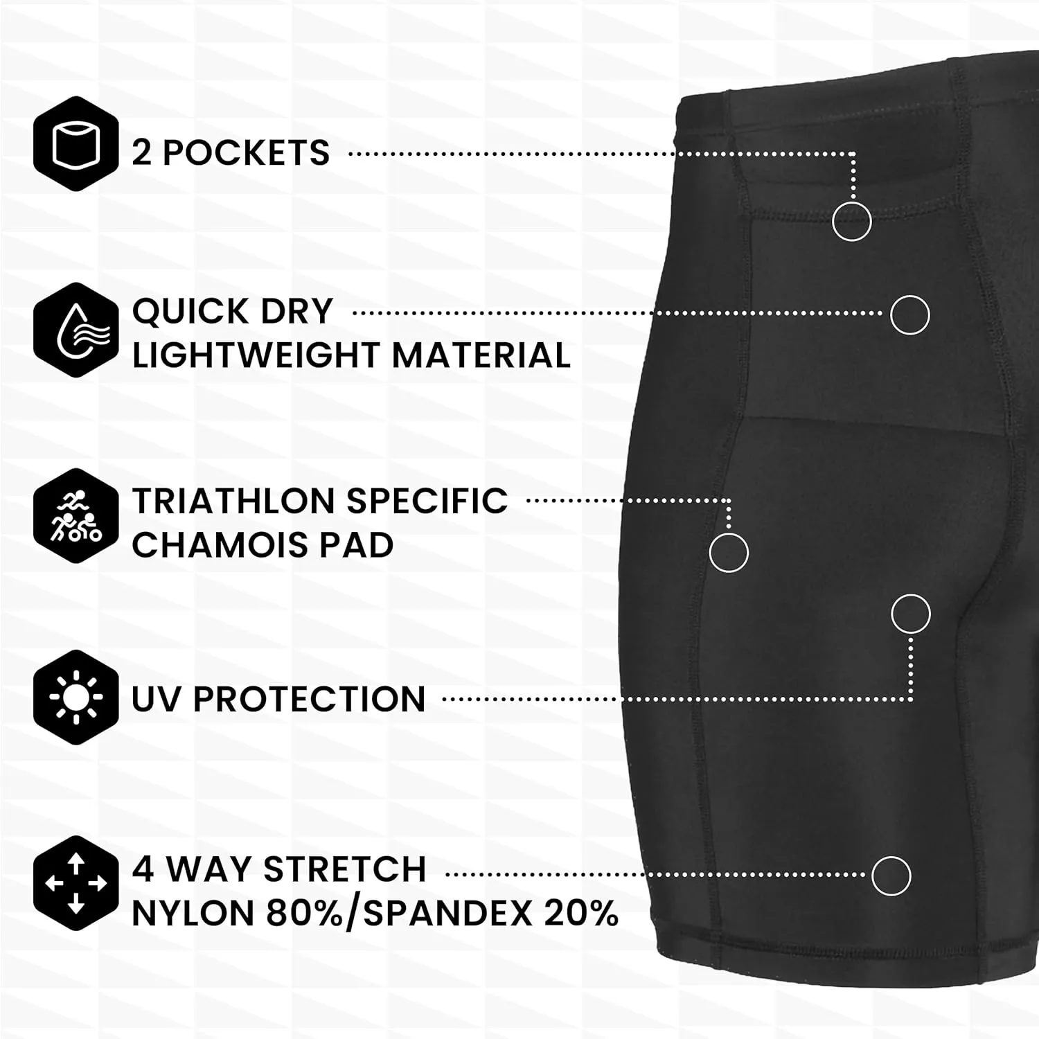 Triathlon Shorts Mens  Tri Shorts Mens  2 Pockets FRT  Designed by Athletes for Racing
