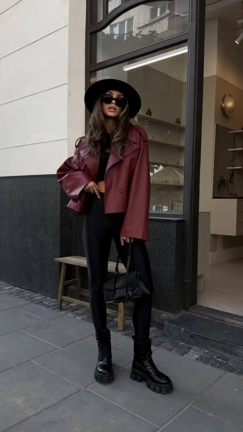 utcoco Womens Cropped Faux Leather Jacket Fall Fashion Open Front Motorcycle Coat Outwear Winter Clothes