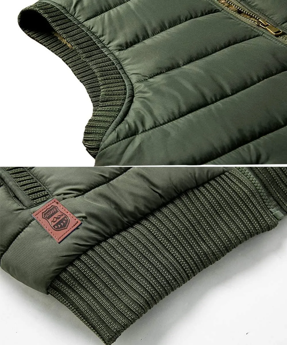 Vcansion Men's Outdoor Stand Collar Fleece Jacket Vest Casual Padded Vest Coats