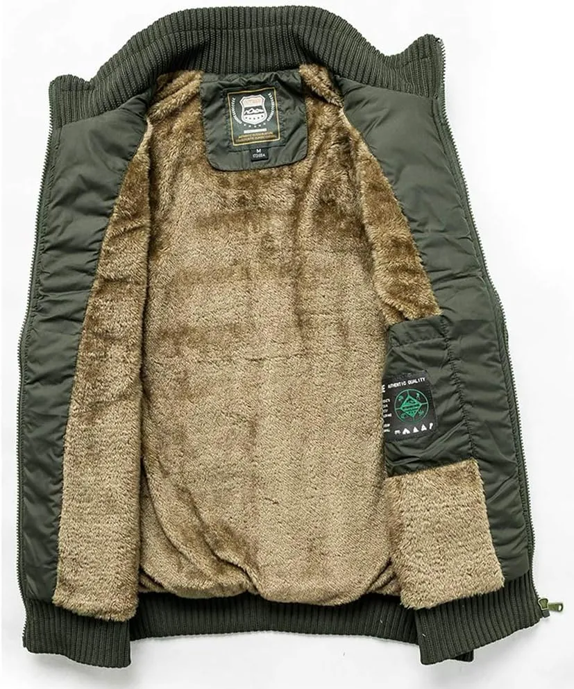 Vcansion Men's Outdoor Stand Collar Fleece Jacket Vest Casual Padded Vest Coats