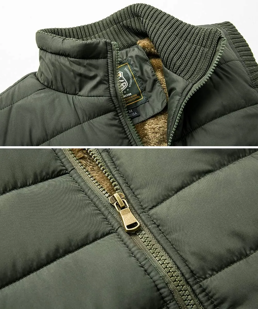 Vcansion Men's Outdoor Stand Collar Fleece Jacket Vest Casual Padded Vest Coats