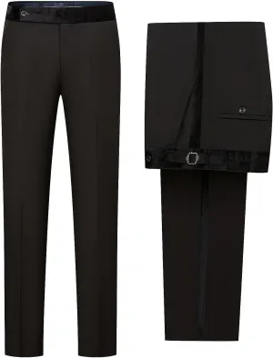 Velvet Men's Black Suit Pants Expandable Waist Classic Fit Flat Front Dress Pant Regular and Big & Tall Sizes