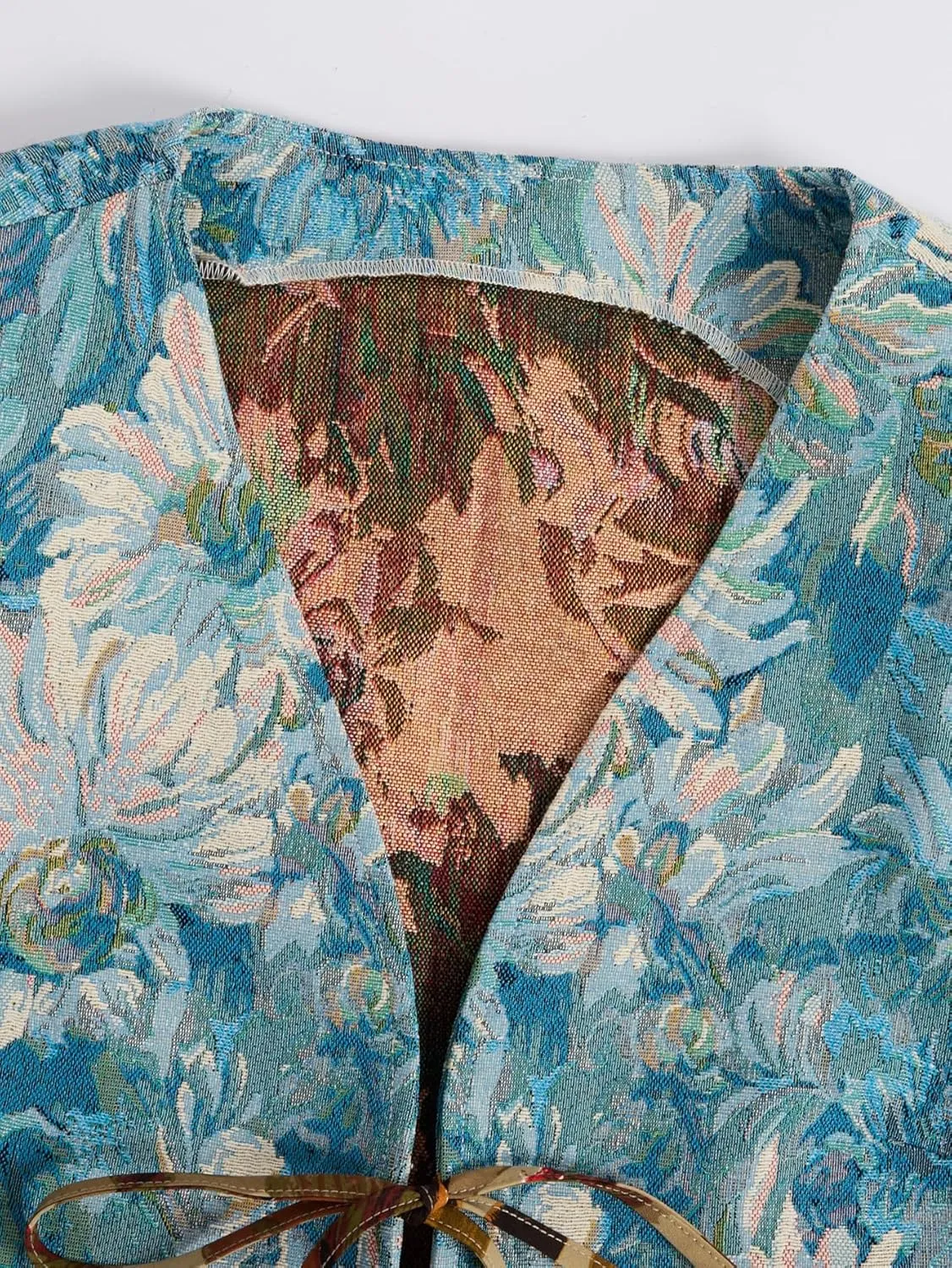 Verdusa Women's Vintage Floral Print Bow Tie Cowgirl Vest V Neck Sleeveless Jacket Outerwear