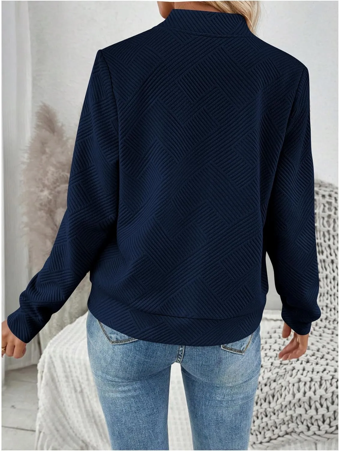 Verdusa Women's Zip Up Textured Bomber Jacket Casual Long Sleeve Outerwear