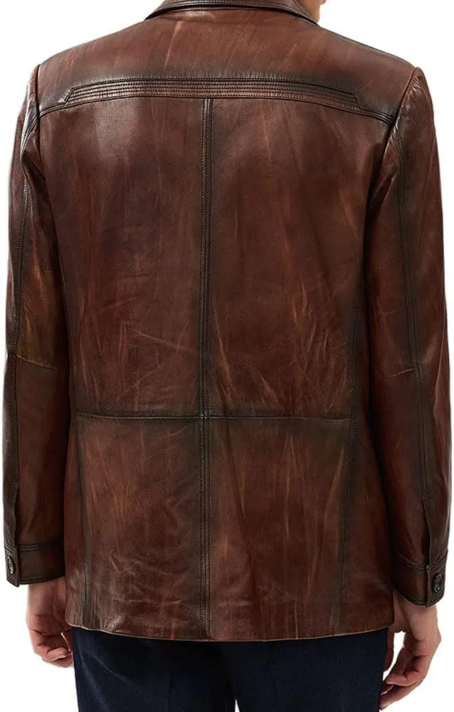 Vintage Real Lambskin Blazer - NY Classy Leather Sport Coat Regular Fit Casual Style Blazer Jacket