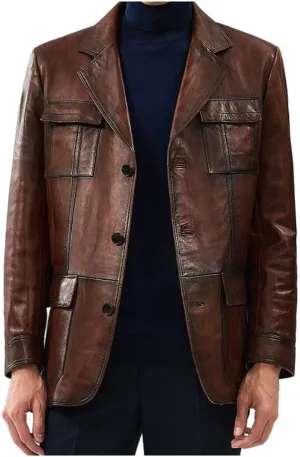 Vintage Real Lambskin Blazer - NY Classy Leather Sport Coat Regular Fit Casual Style Blazer Jacket