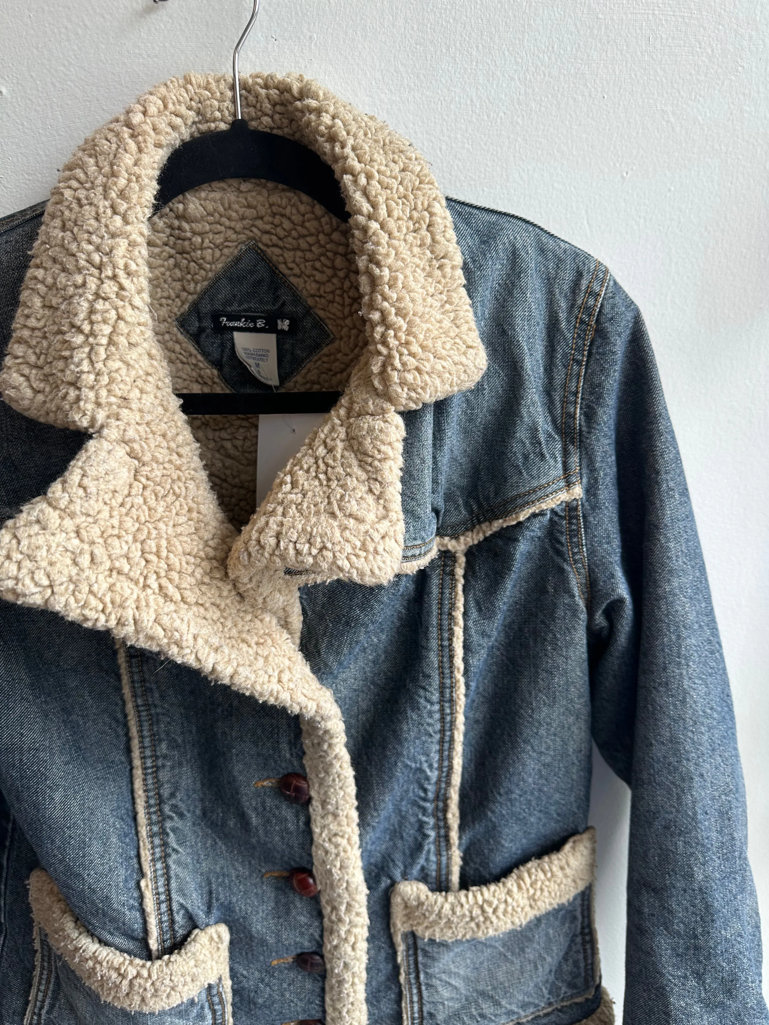 Vintage Sherpa Lined Denim Jacket | Size M