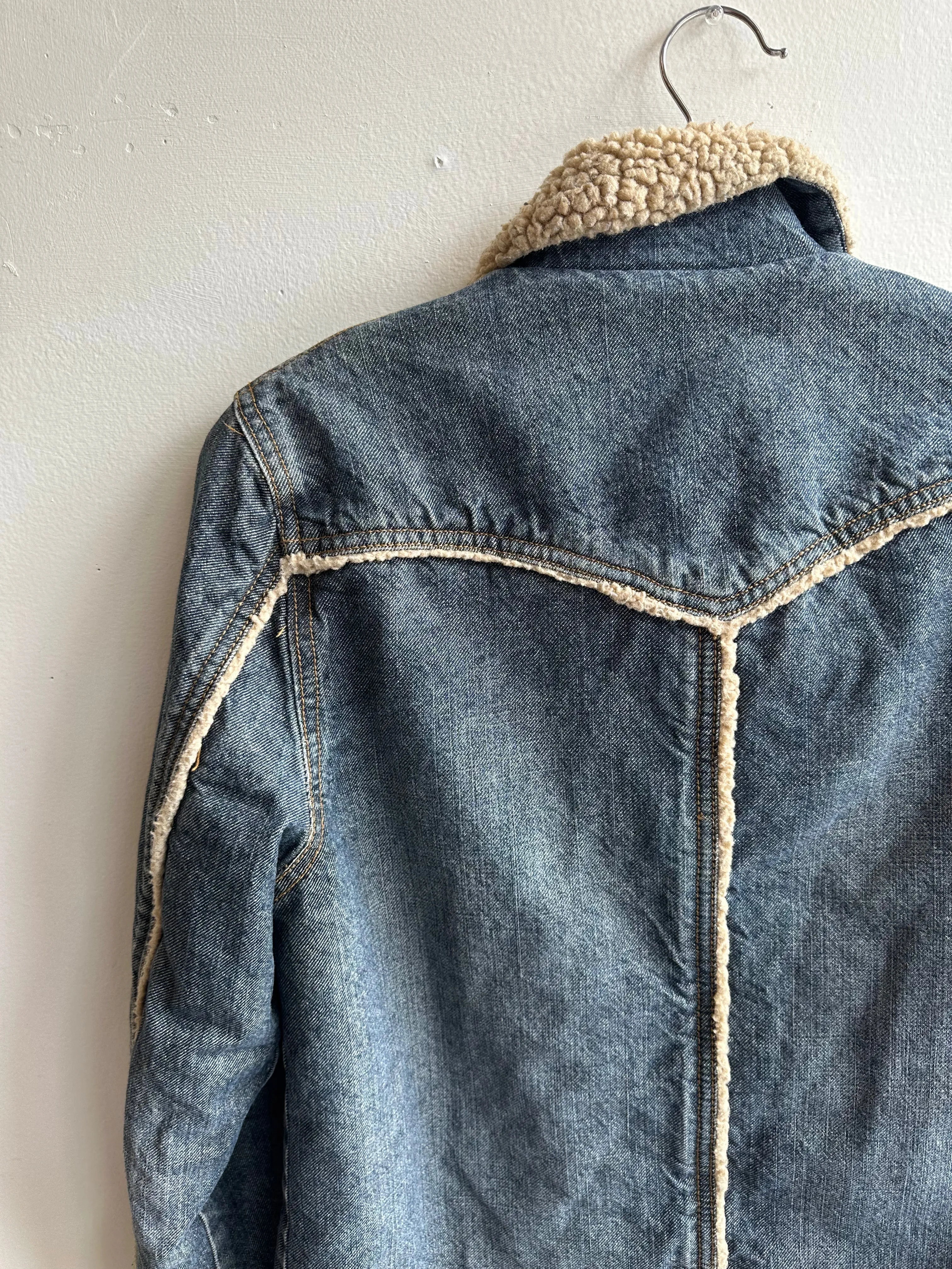 Vintage Sherpa Lined Denim Jacket | Size M