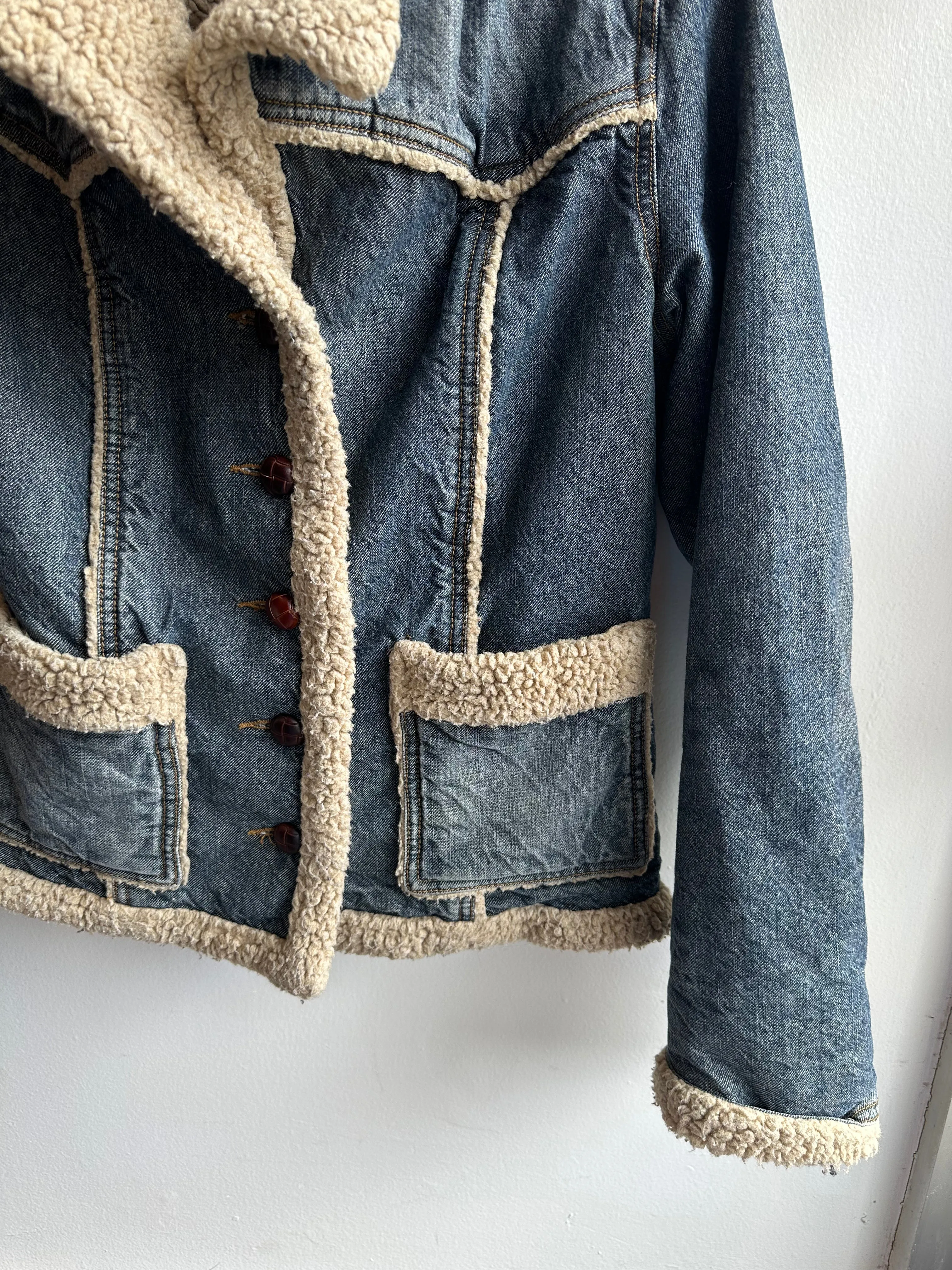 Vintage Sherpa Lined Denim Jacket | Size M