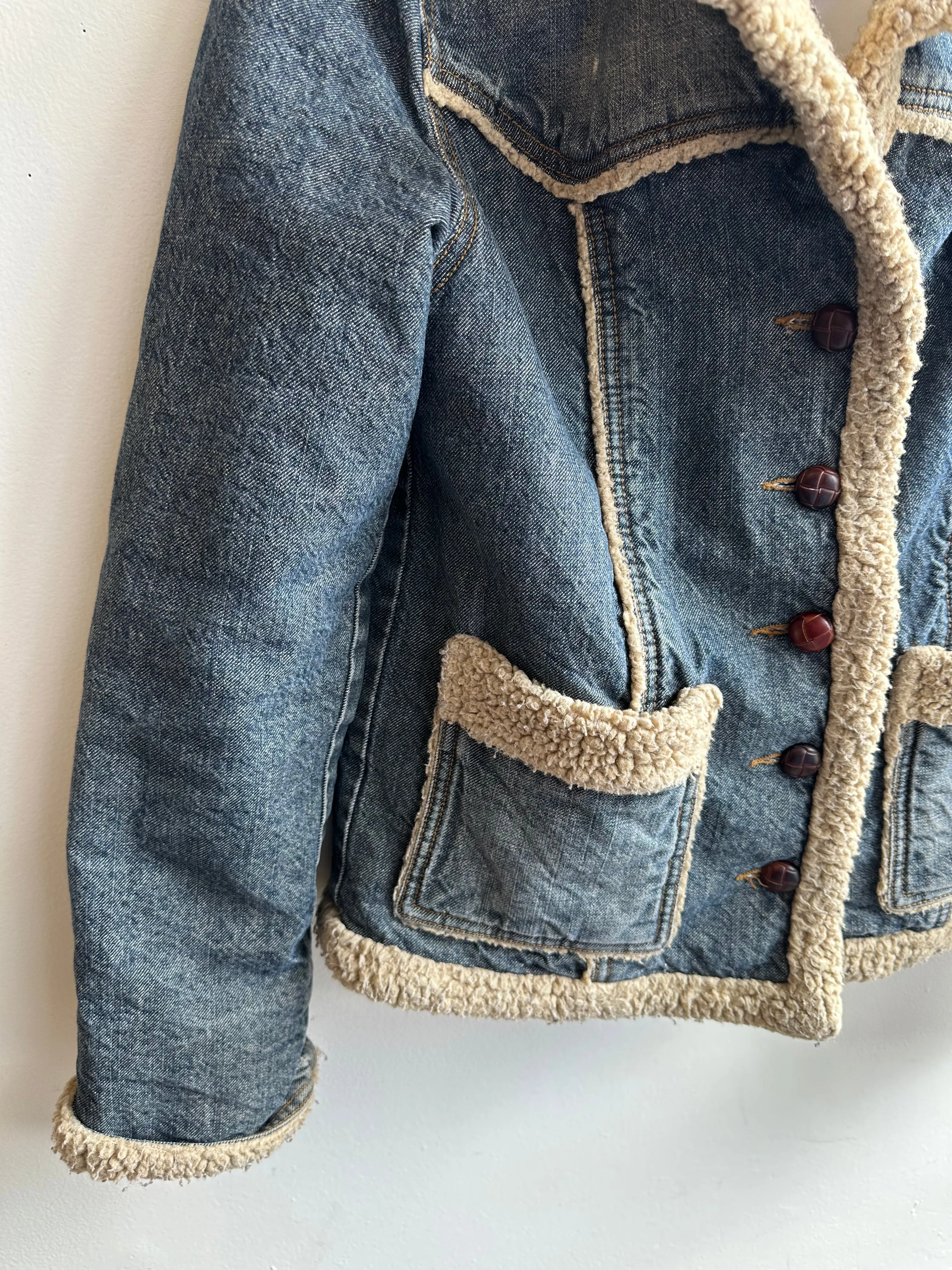 Vintage Sherpa Lined Denim Jacket | Size M