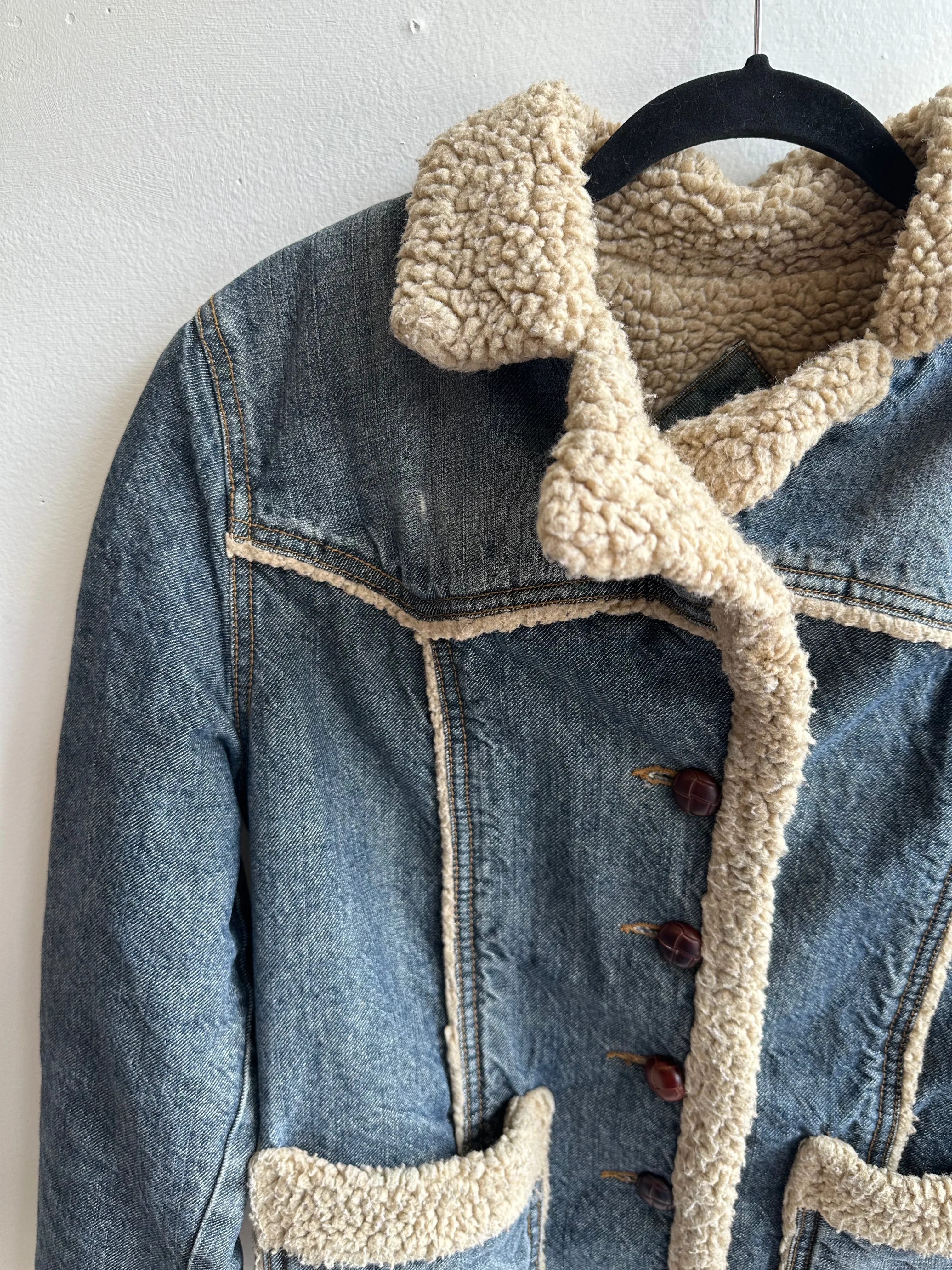 Vintage Sherpa Lined Denim Jacket | Size M