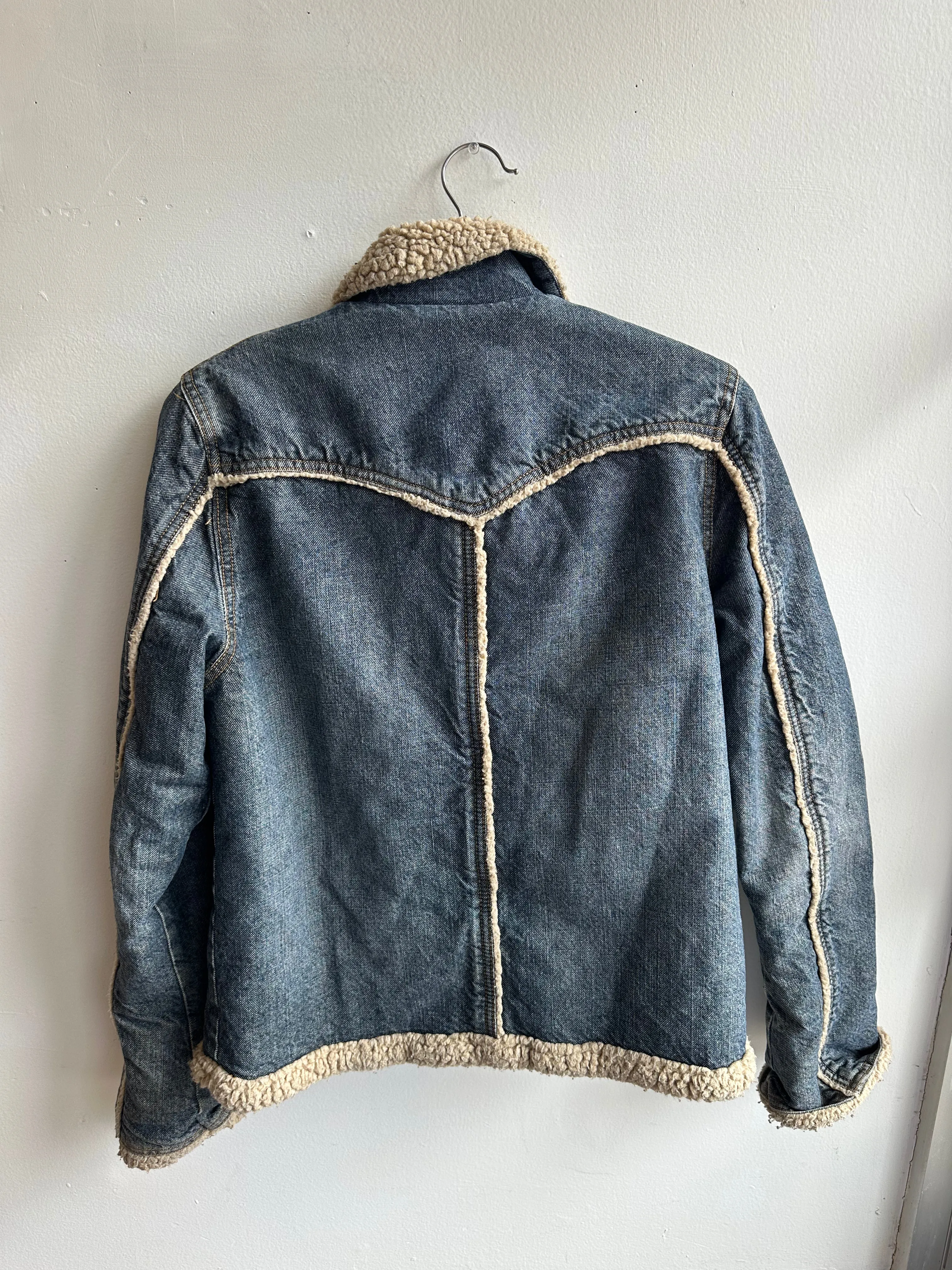 Vintage Sherpa Lined Denim Jacket | Size M